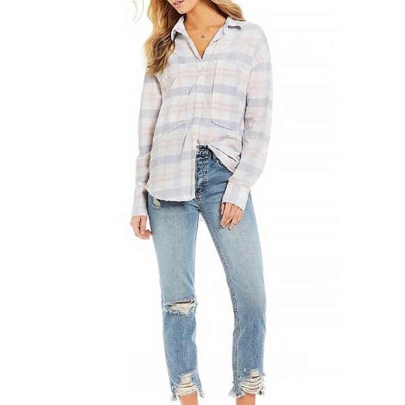 Free People Oversized Plaid - Picture 1 of 9
